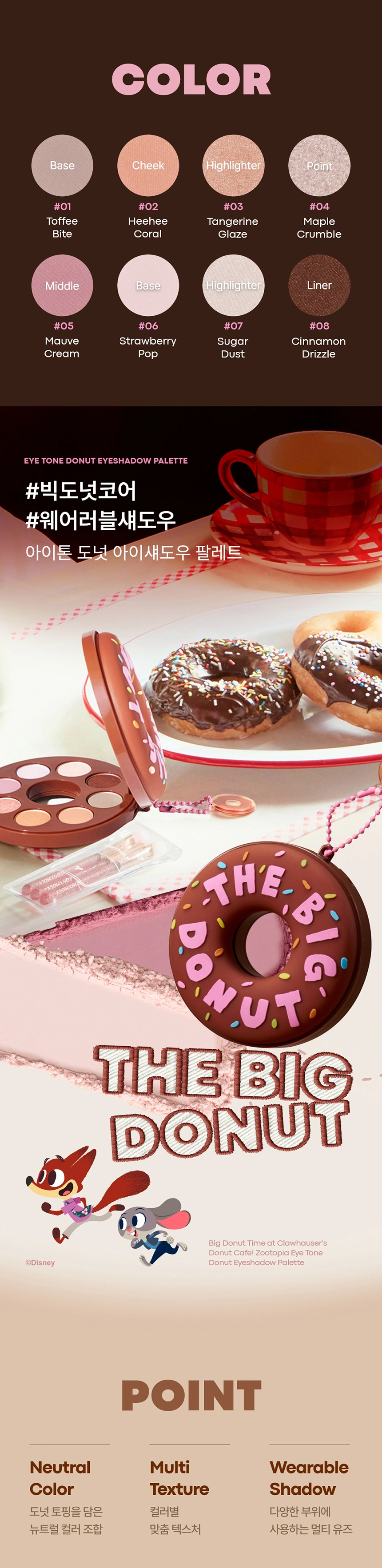 [주토피아] 아이톤 도넛 아이섀도우 팔레트(zootopia eye tone donut eye shadow)